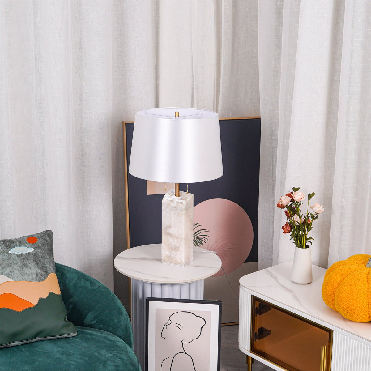 Candeeiro de mesa minimalista em alabastro Gaveth