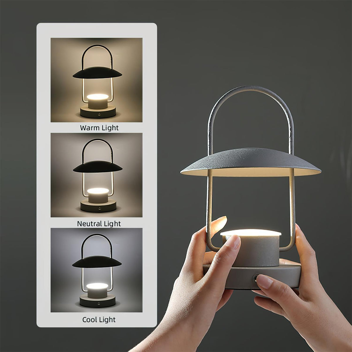 Solaran grå modern bordslampa