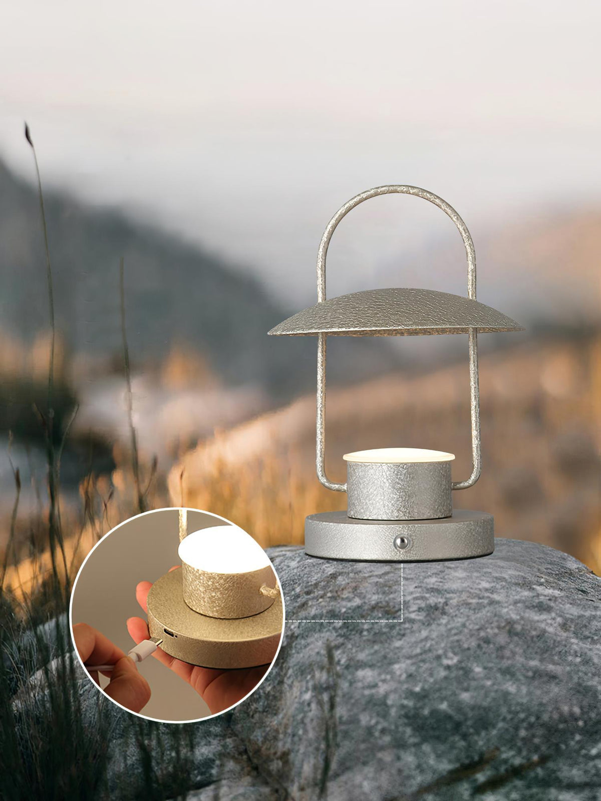 Solaran grå modern bordslampa