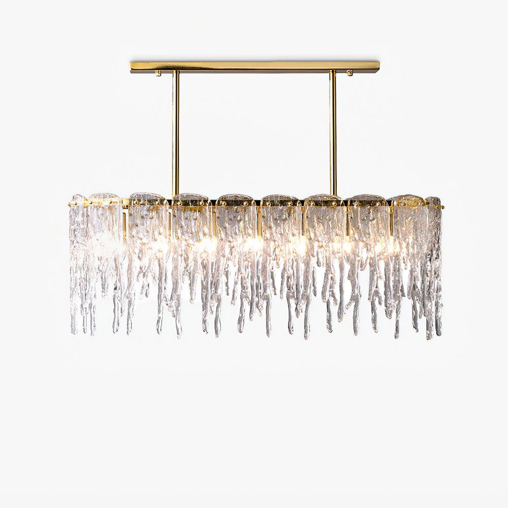 Candelabro de cristal de luxo retangular em forma de estalactite de gelo Cathaa pós-moderno