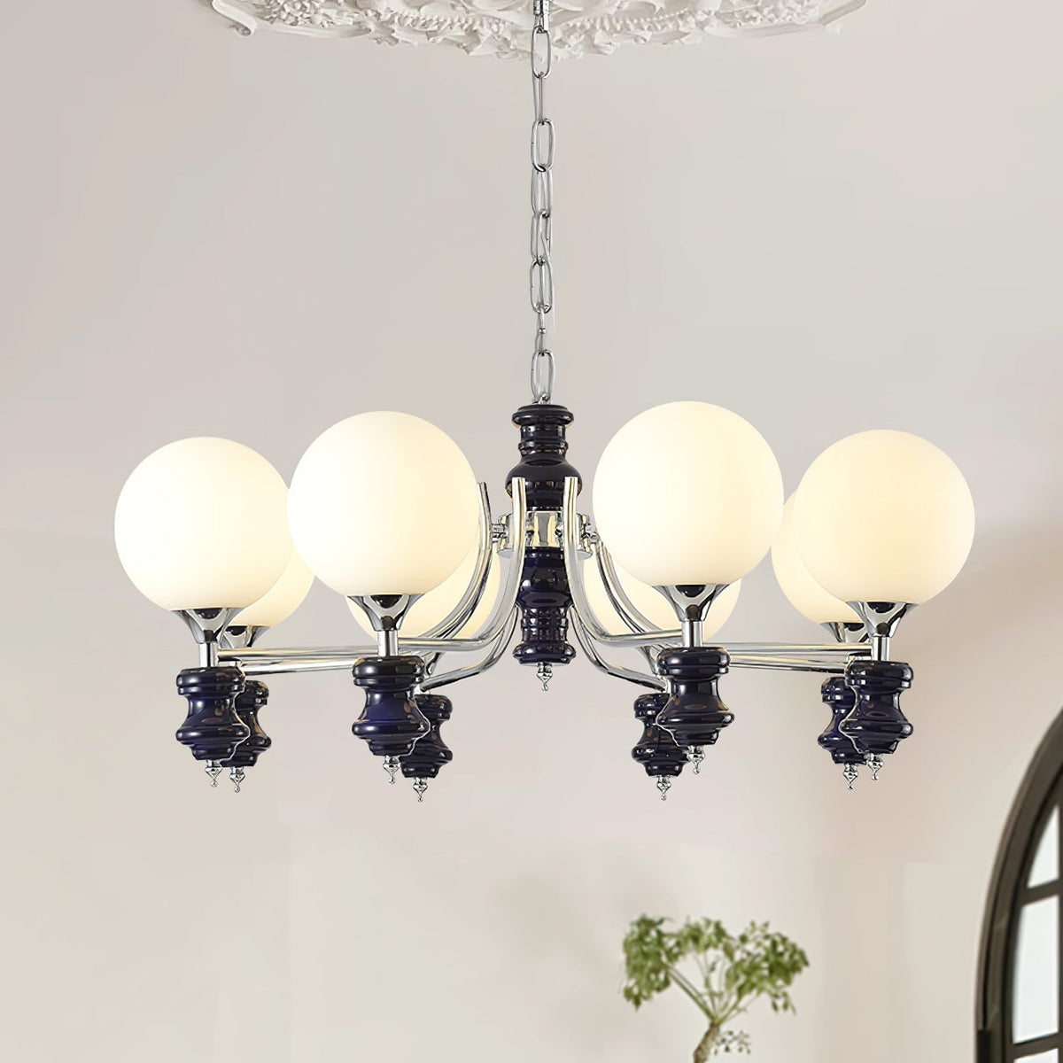 Miraena regal kuglelysekrone i matteret glas