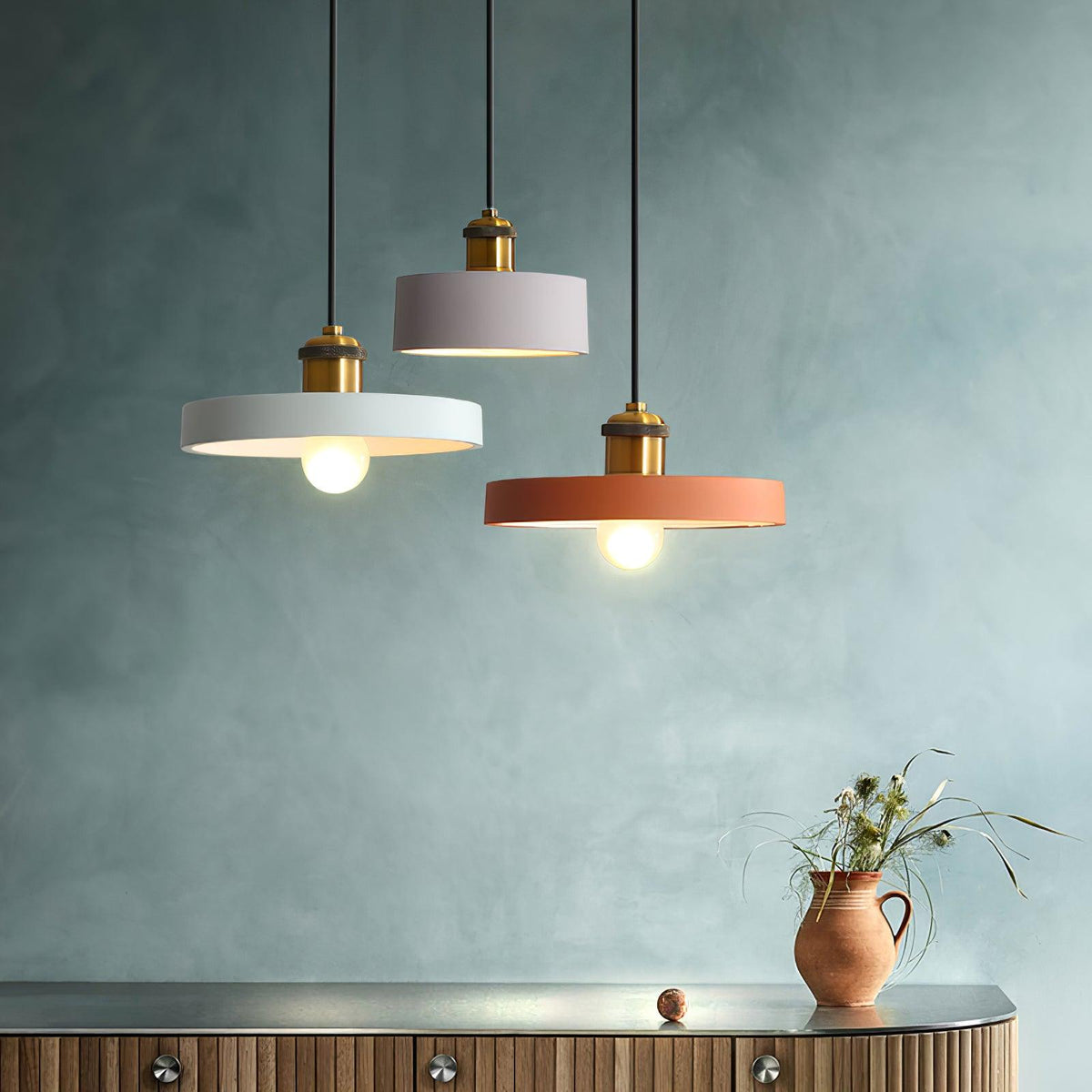 Trio industriel pendellampe i harpiks