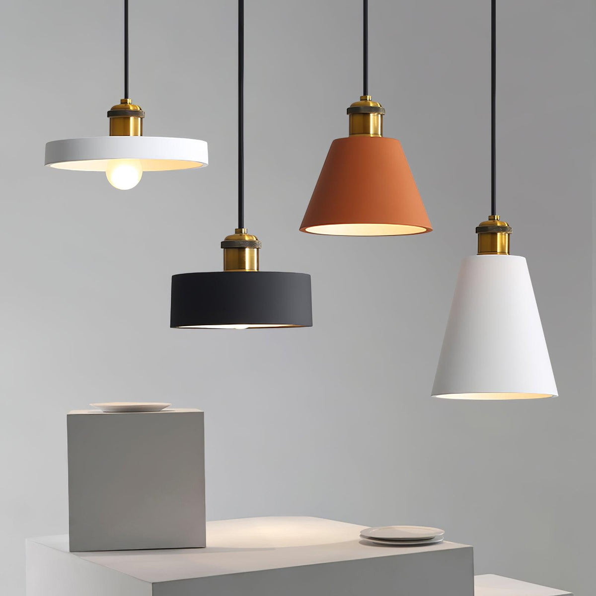 Trio industriel pendellampe i harpiks