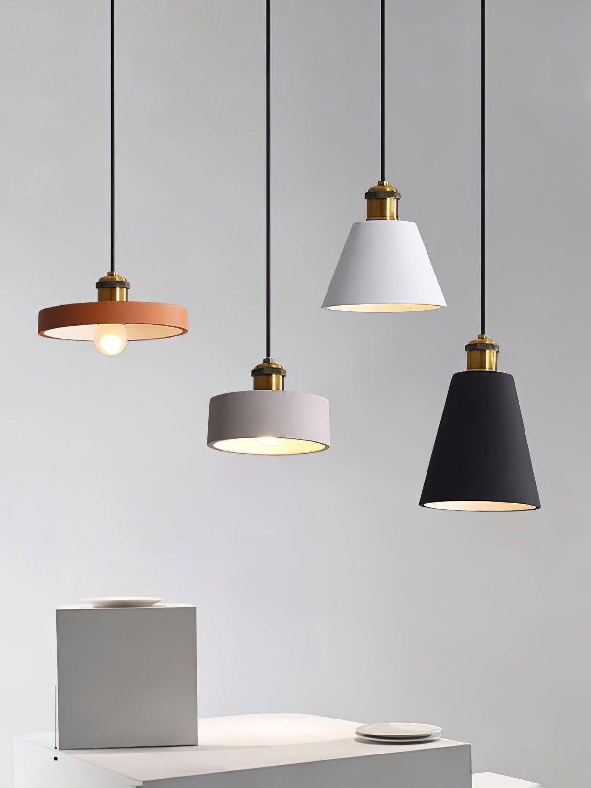 Trio industriel pendellampe i harpiks