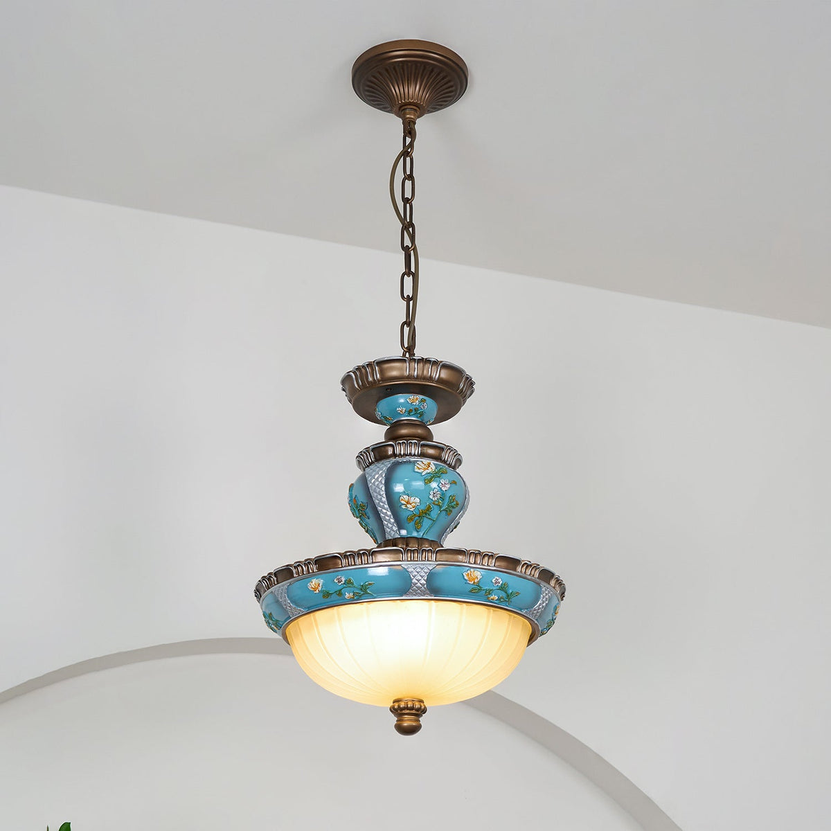 Candeeiro suspenso retro Galdo em resina