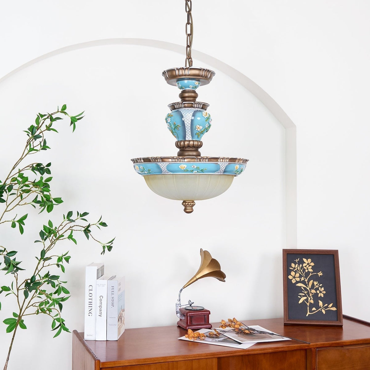 Candeeiro suspenso retro Galdo em resina