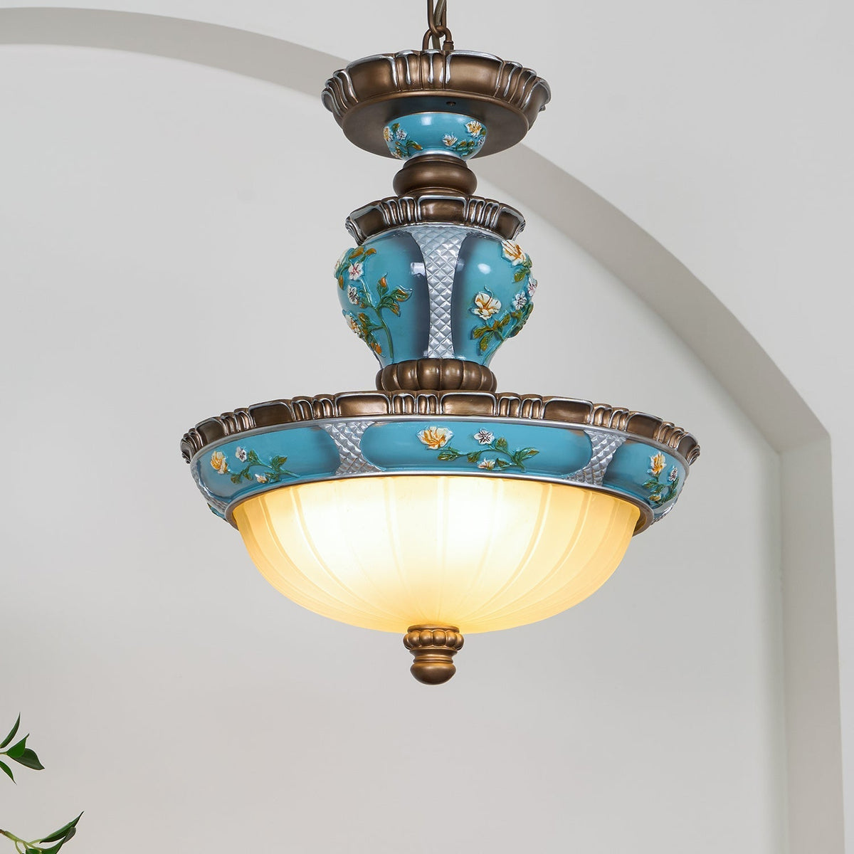Candeeiro suspenso retro Galdo em resina