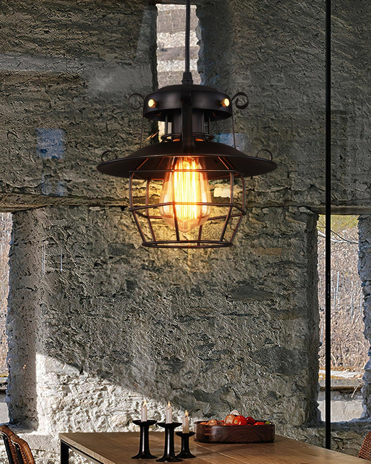 Candeeiro suspenso vintage em forma de gaiola para pássaros Harbor