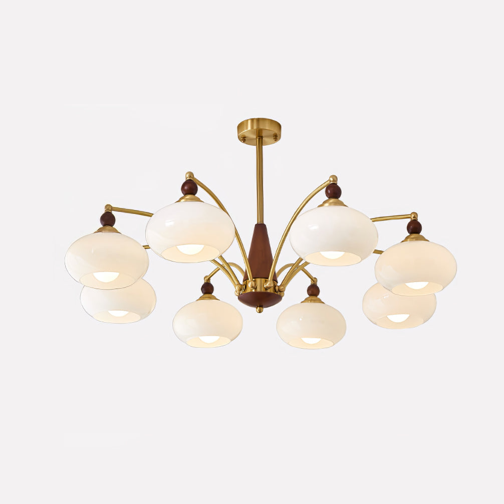 Vevely retro-pendellampe i gult glas og messing