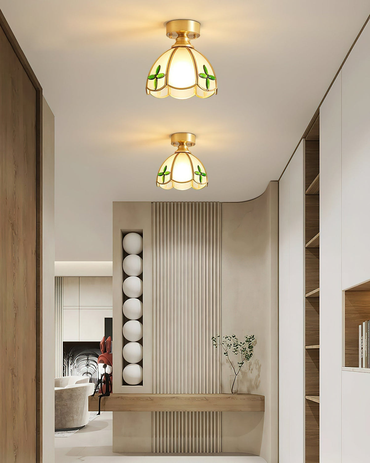 Nexo loftslampe i Tiffany-stil med blyindfattet glas