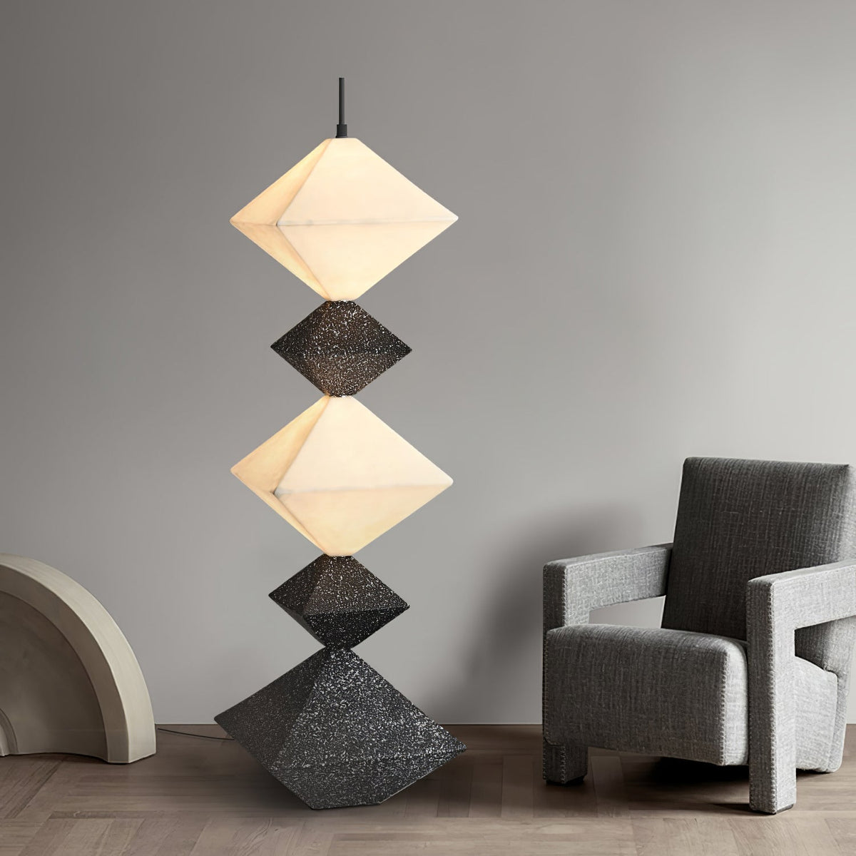 GeoGlow rombisk kubgolvlampa
