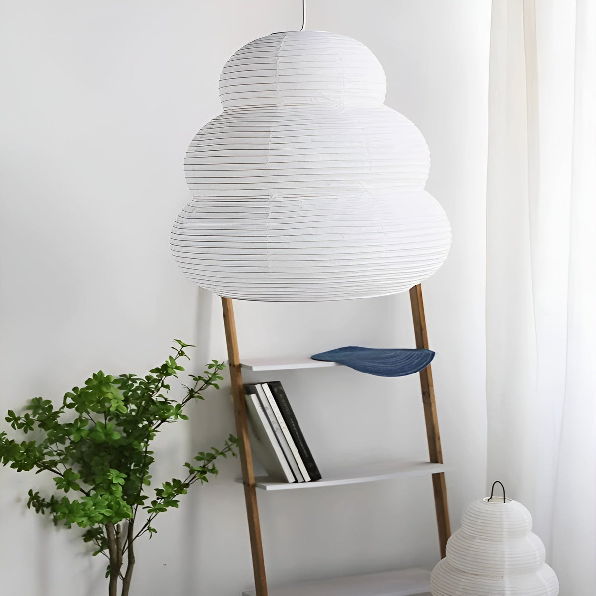 Solara japansk pendellampe med lagdelt washi-papirlanterne til stuen