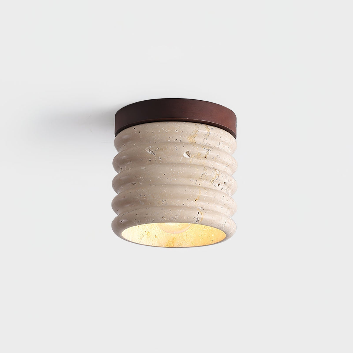 Vomaran cylindrisk loftslampe i rillet travertin