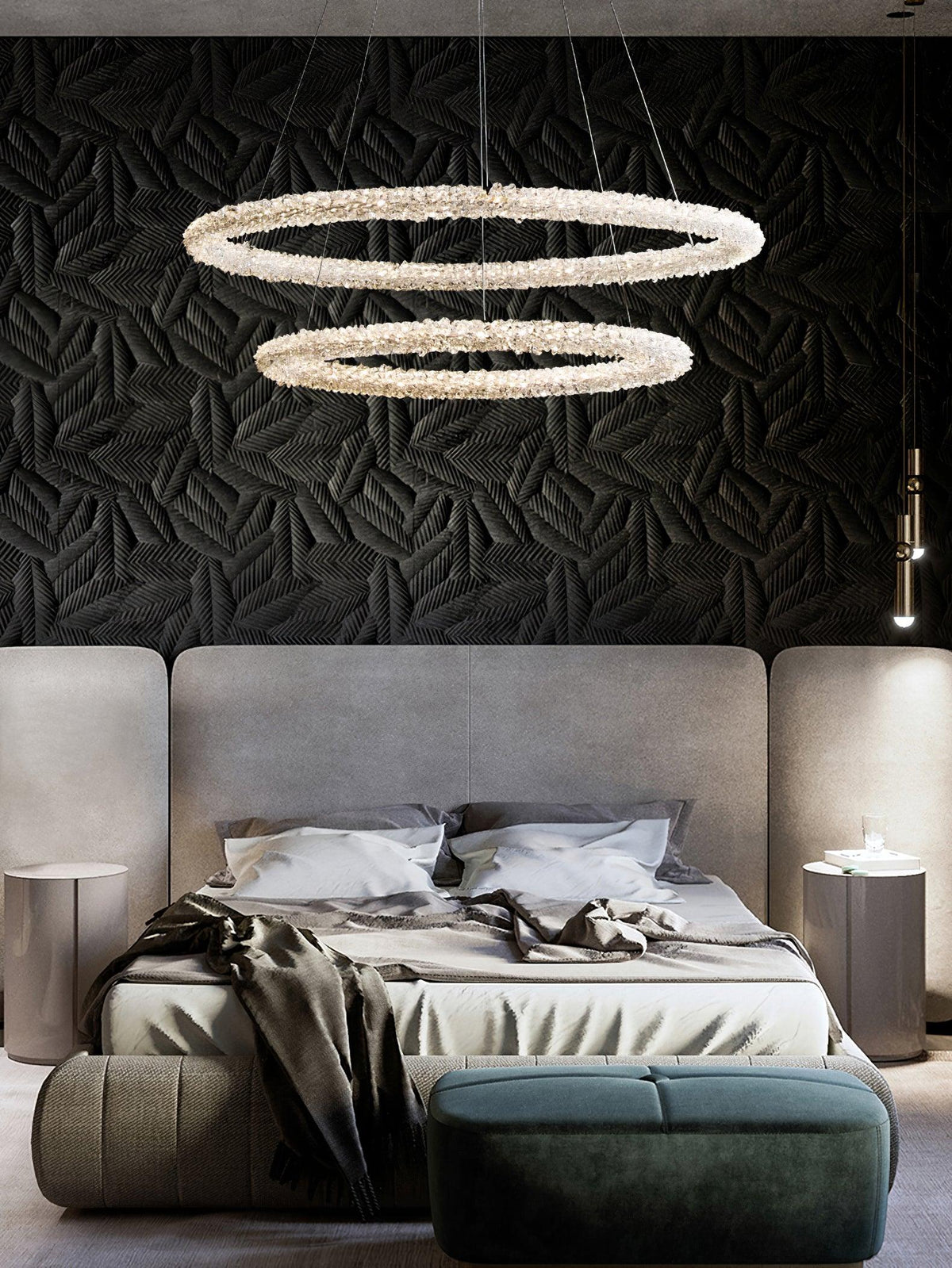 Candeeiro de teto Seleira com anel de cristal LED