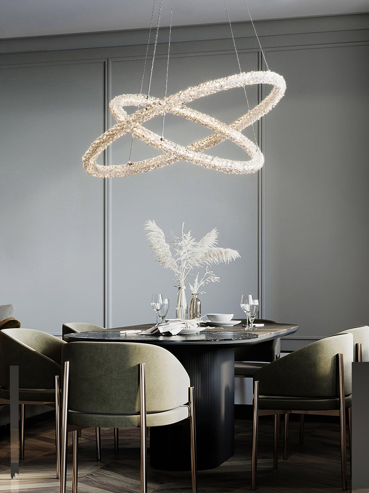 Candeeiro de teto Seleira com anel de cristal LED