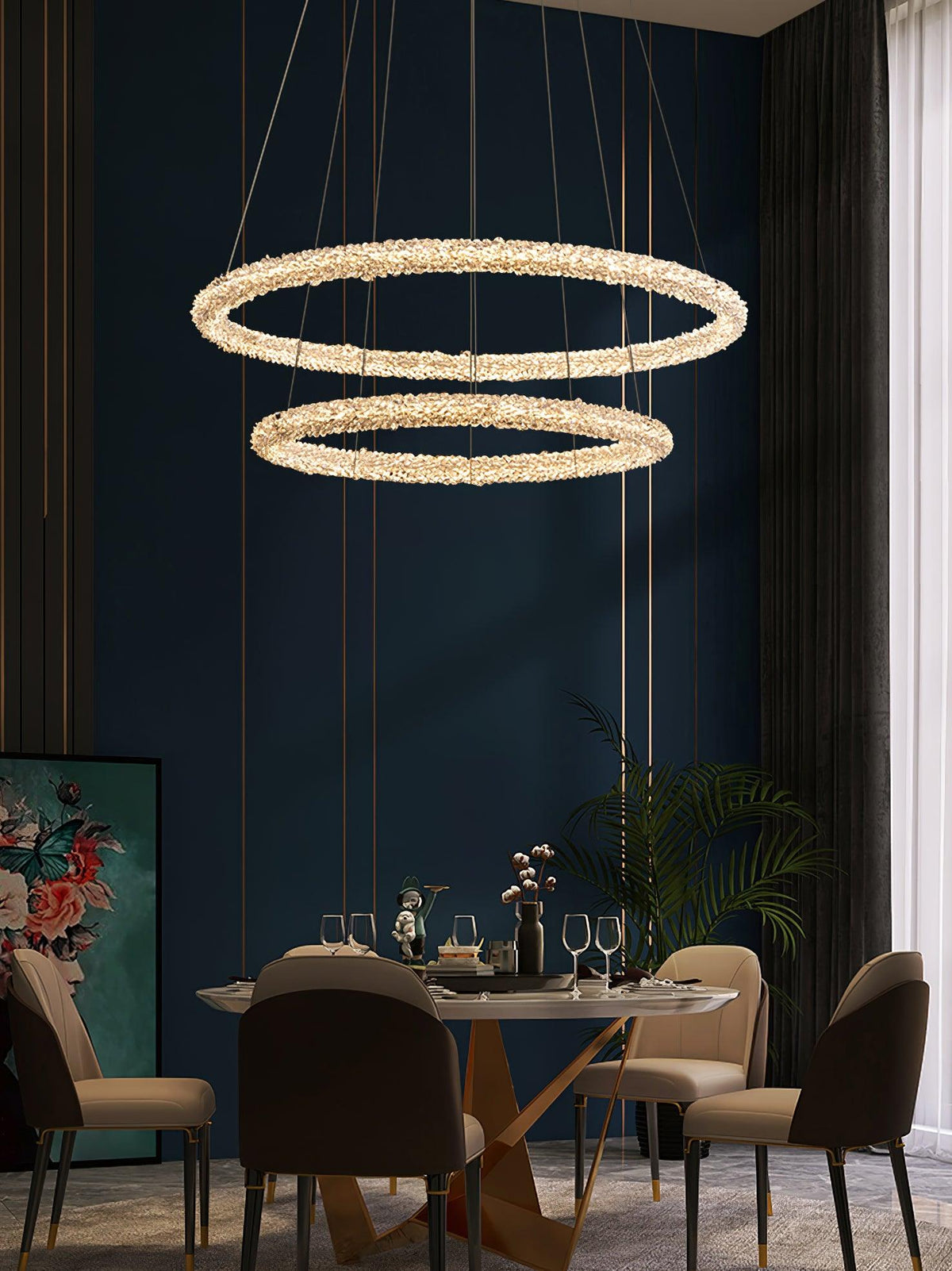 Candeeiro de teto Seleira com anel de cristal LED