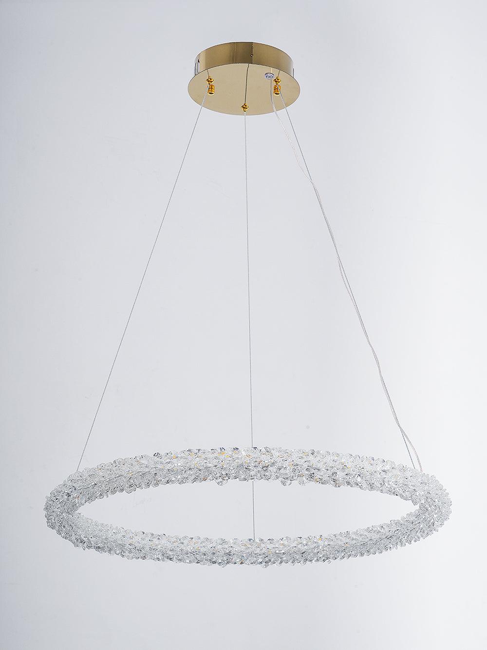 Candeeiro de teto Seleira com anel de cristal LED