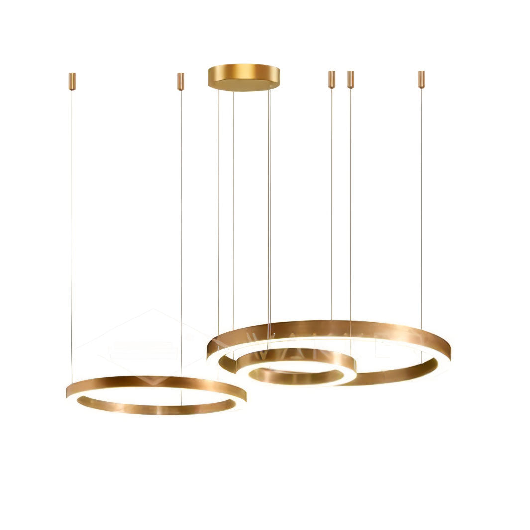 Dexlin-riippuvalaisin, LED-rengas, kullanvärinen, moderni, 3-rengasta