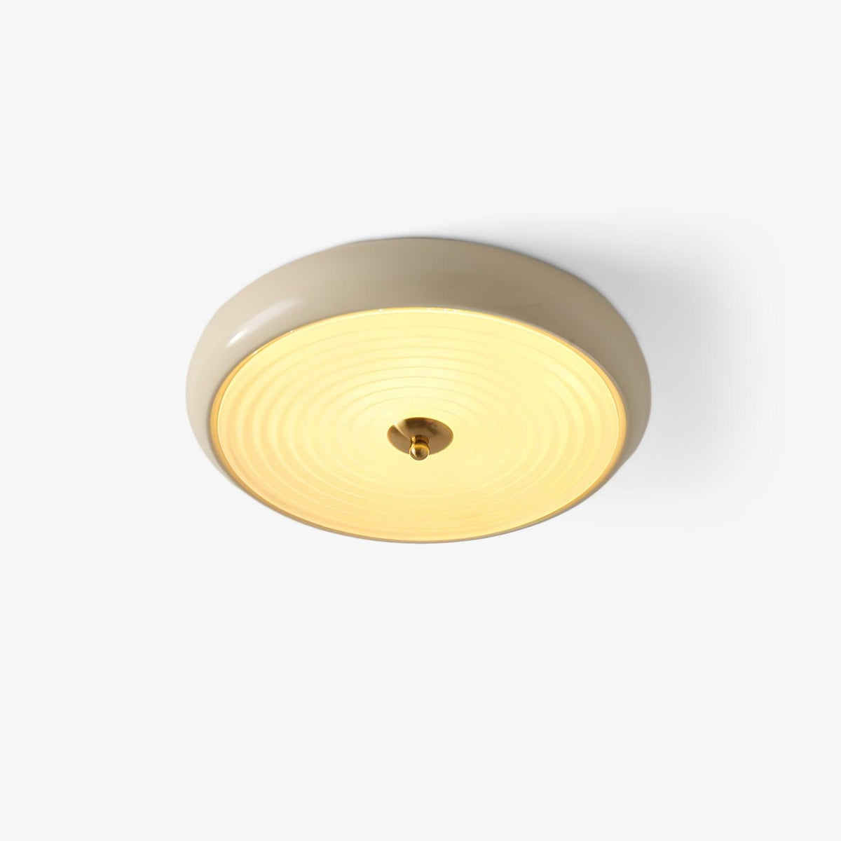 Utheara Moderne Minimalistisk Loftslampe i Cremefarvet Riflet Glas