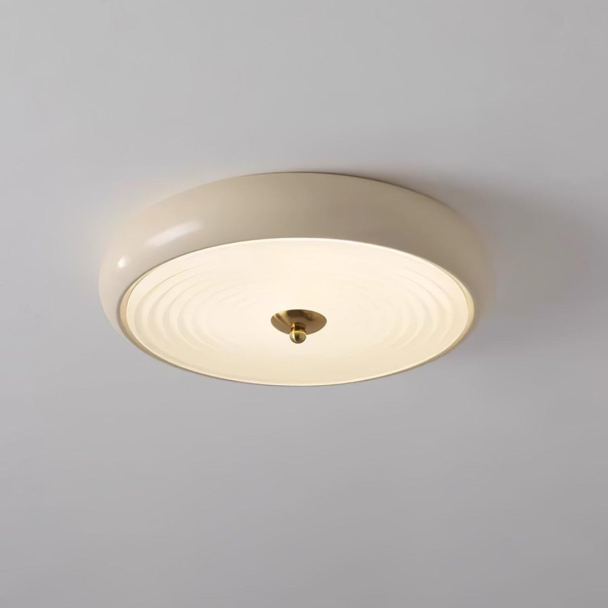 Utheara Moderne Minimalistisk Loftslampe i Cremefarvet Riflet Glas