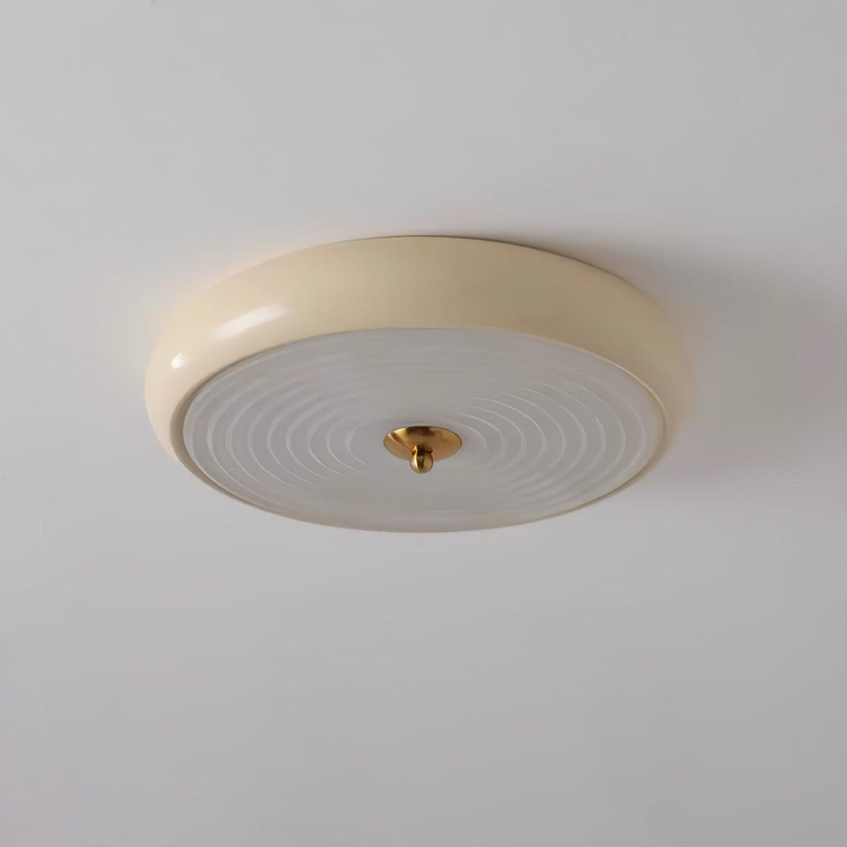 Utheara Moderne Minimalistisk Loftslampe i Cremefarvet Riflet Glas
