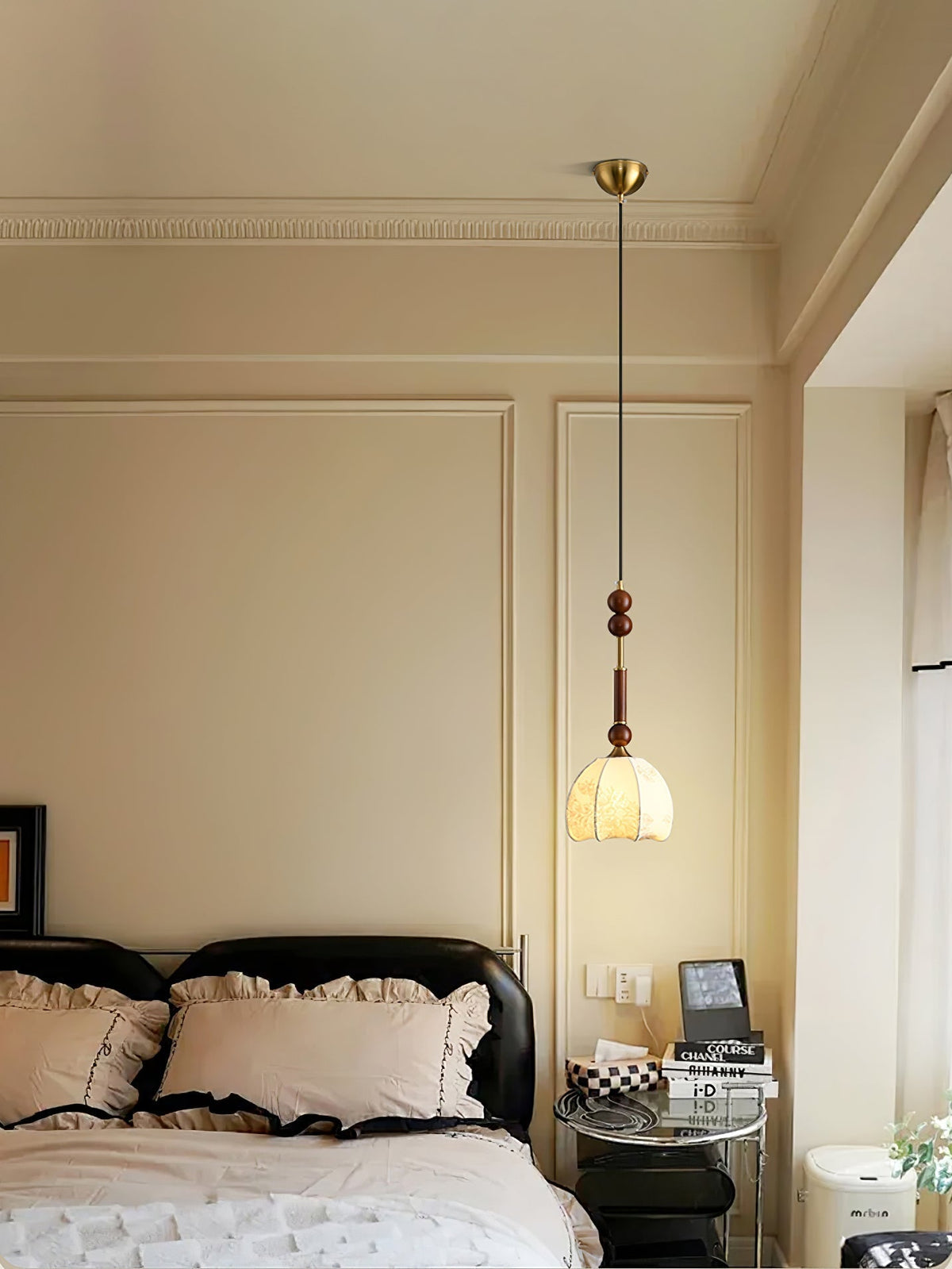 Yovelis vintage pendel-lampe i træ