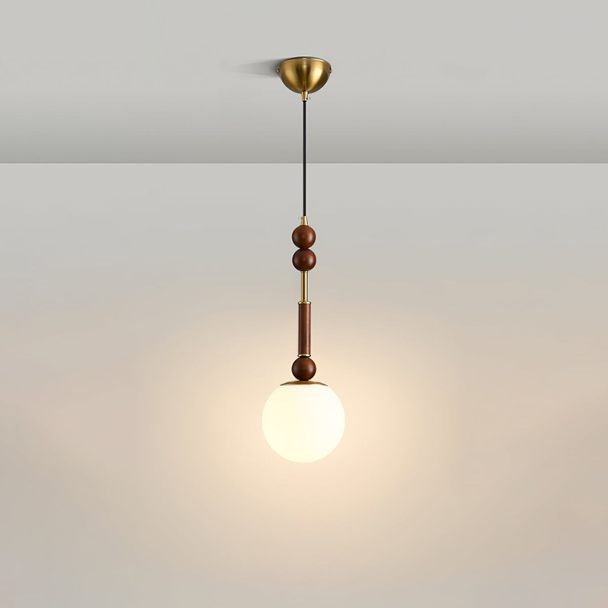 Yovelis vintage pendel-lampe i træ