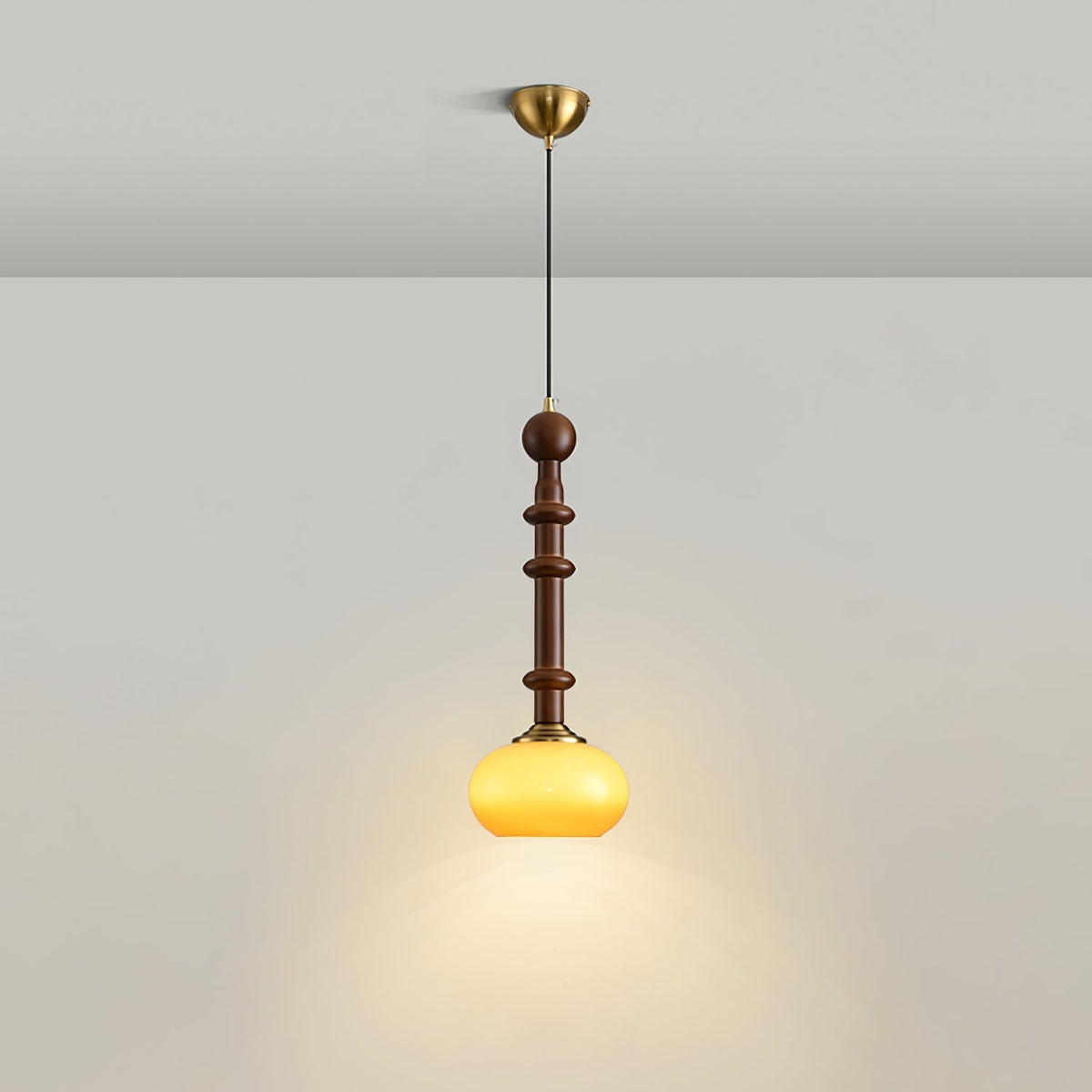 Yovelis vintage pendel-lampe i træ