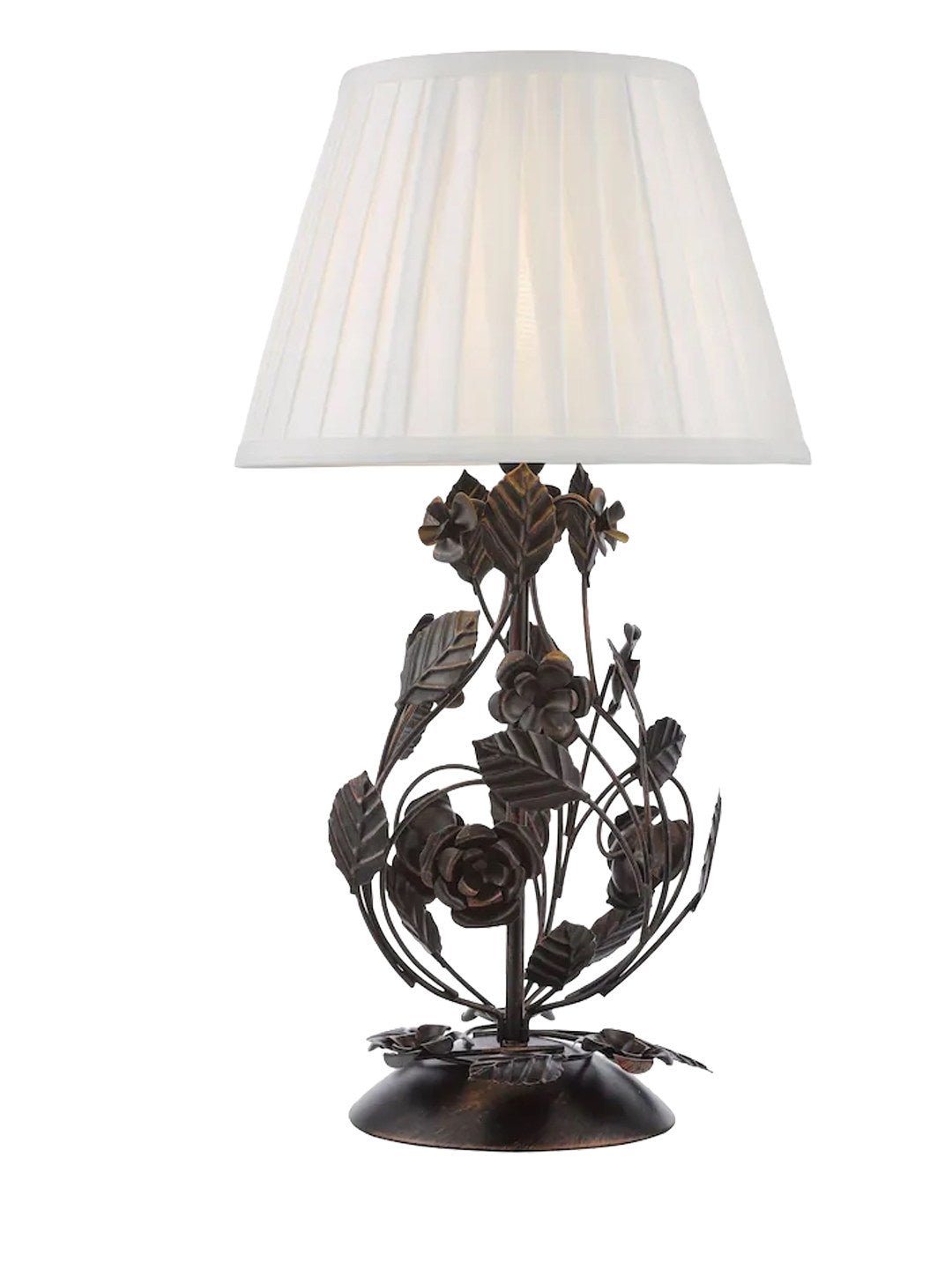 Elarenne bordlampe i smedejern med rose