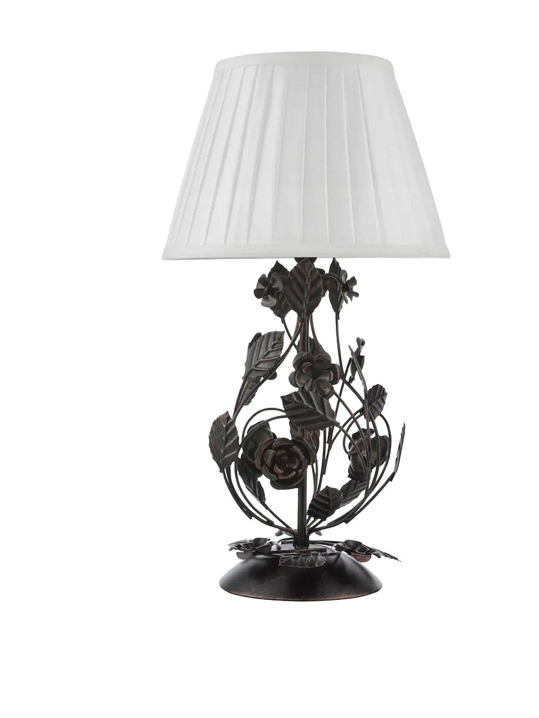 Elarenne bordlampe i smedejern med rose