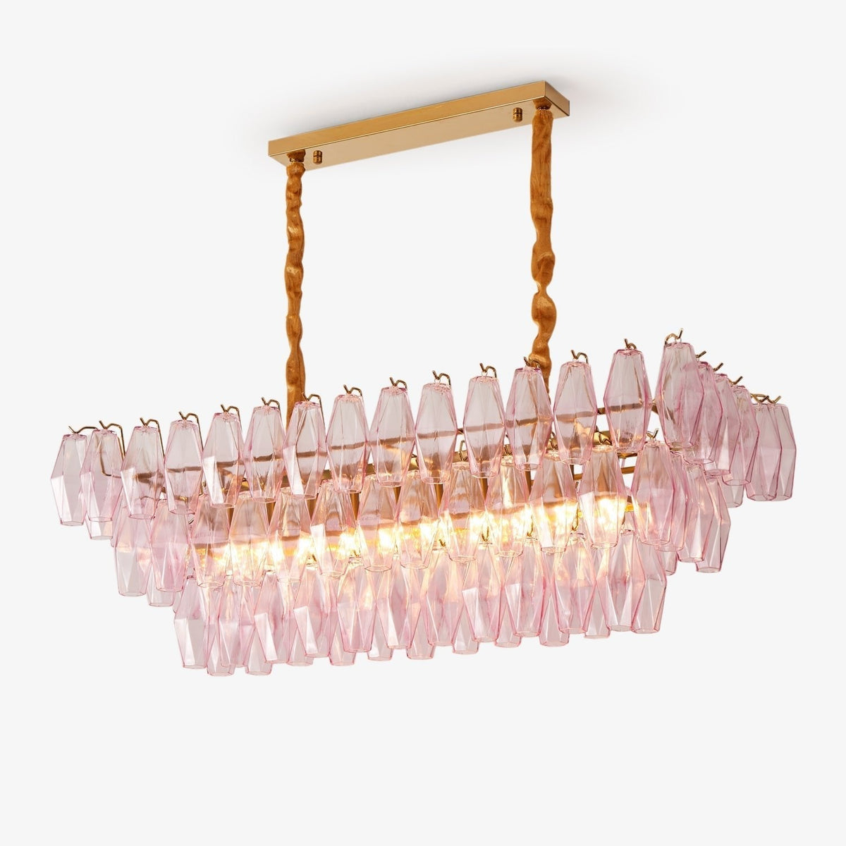 Candeeiro de teto Eireora Rosa Vidro prismático Retangular em camadas