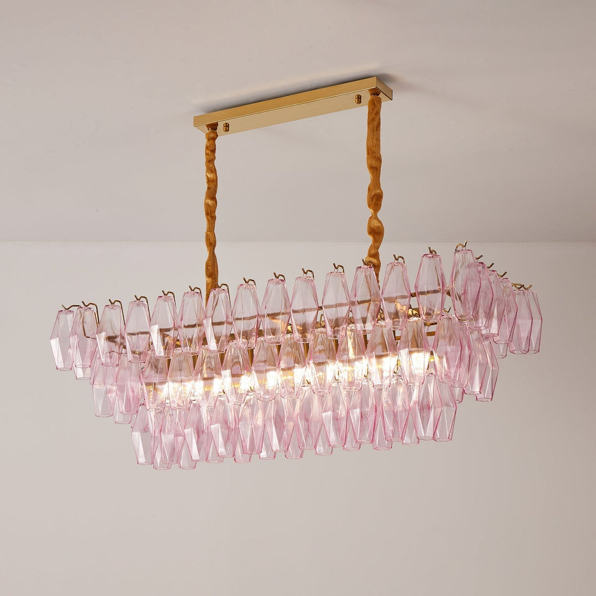 Candeeiro de teto Eireora Rosa Vidro prismático Retangular em camadas