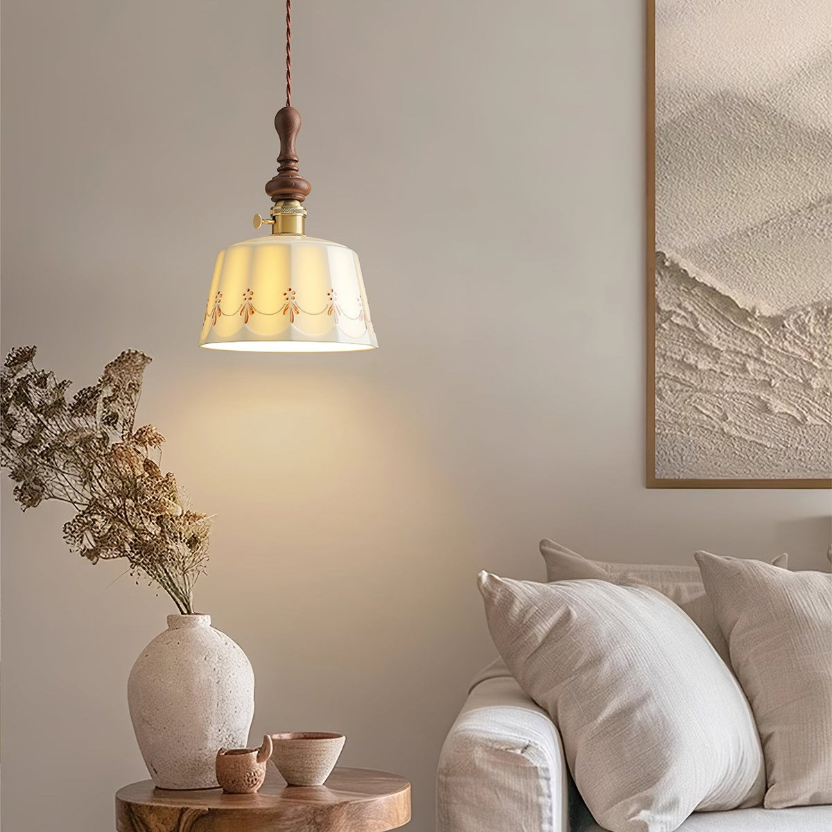 Ceraeyre vintagependellampa i keramik