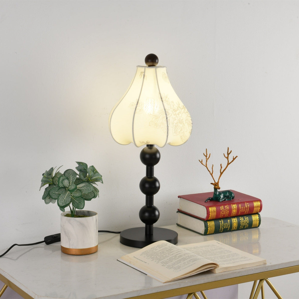 Mirerelle-tyylinen vintage-kankainen pöytävalaisin
