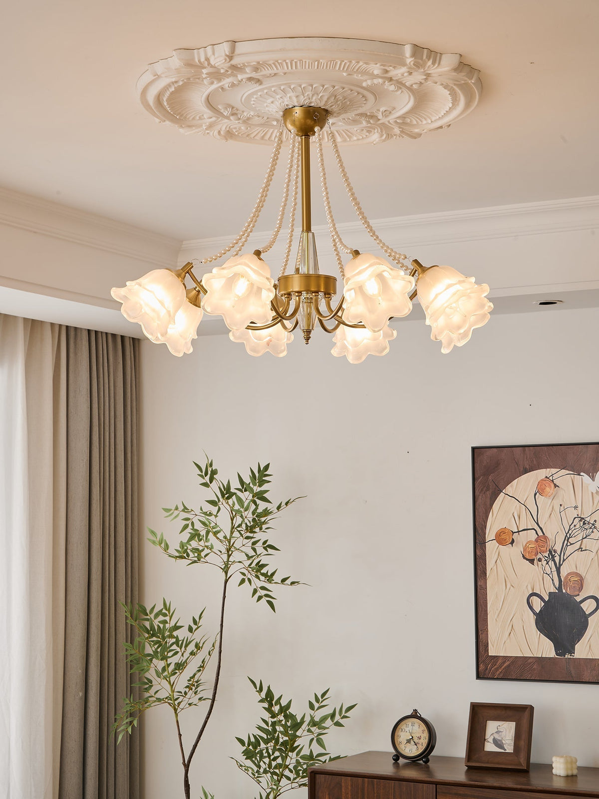 Allirila traditionel elegant vintagekrystallsekrone med blomster og perler