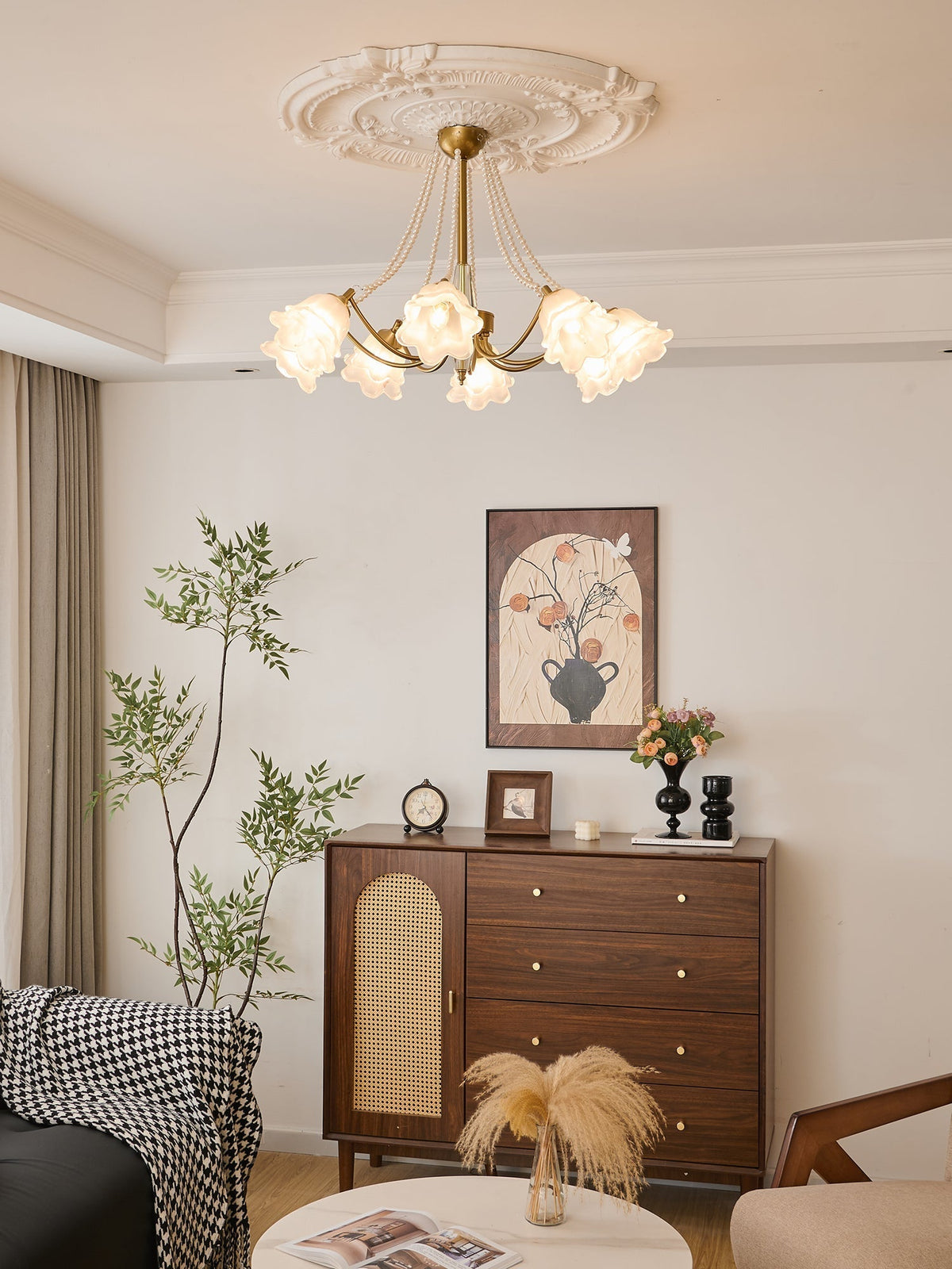 Allirila traditionel elegant vintagekrystallsekrone med blomster og perler