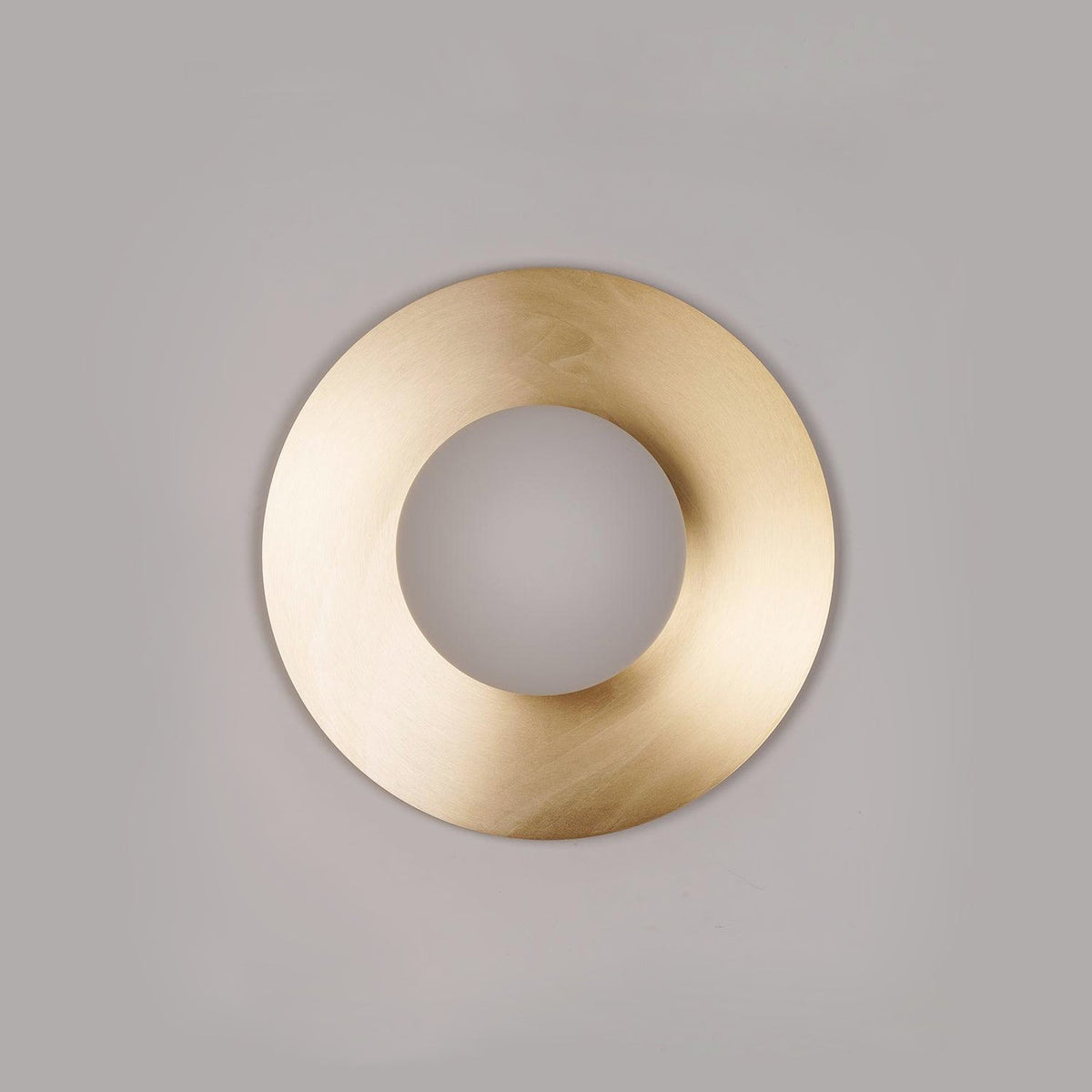 Elem modern minimalistisk rund vägglampa i konstglas och mässing