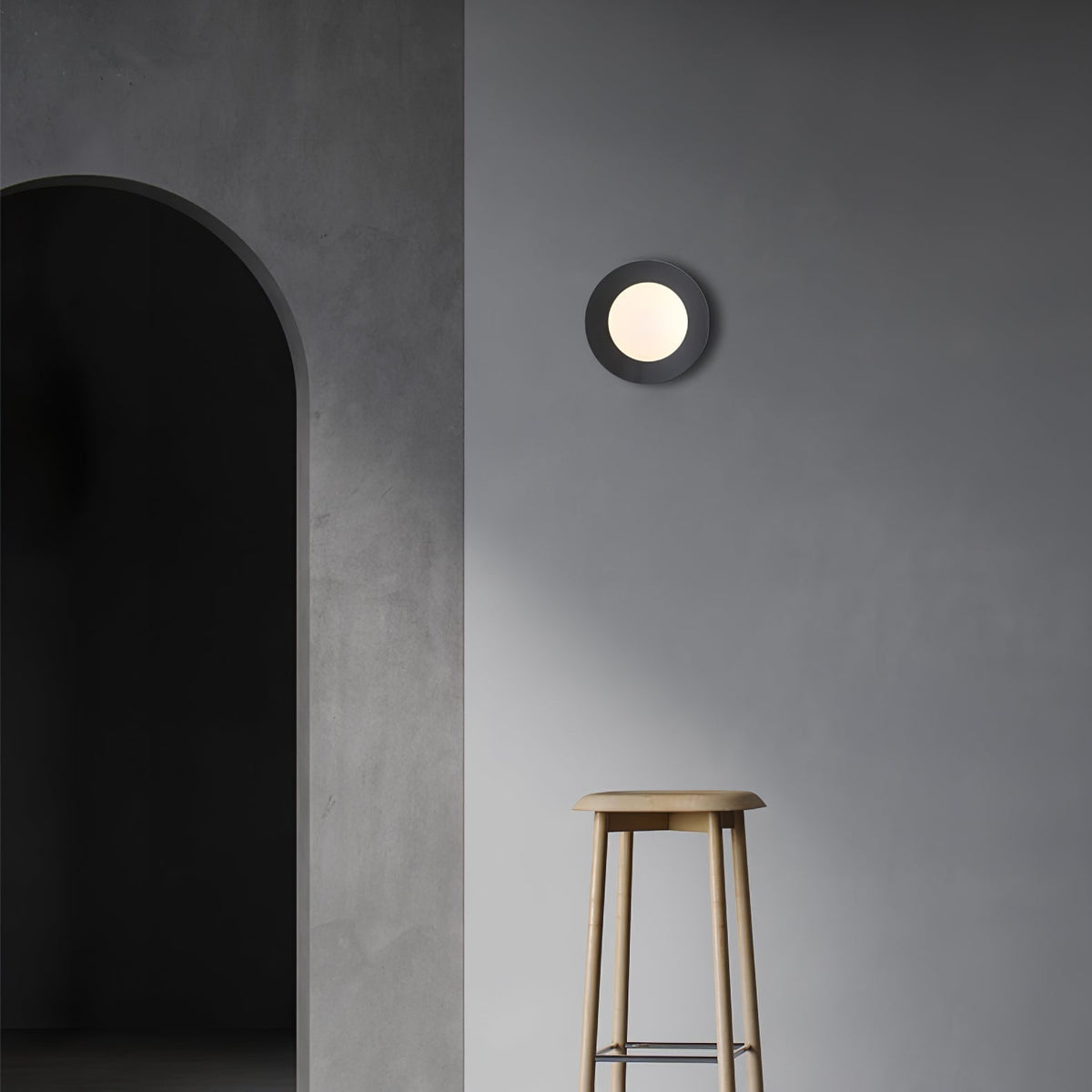 Elem modern minimalistisk rund vägglampa i konstglas och mässing