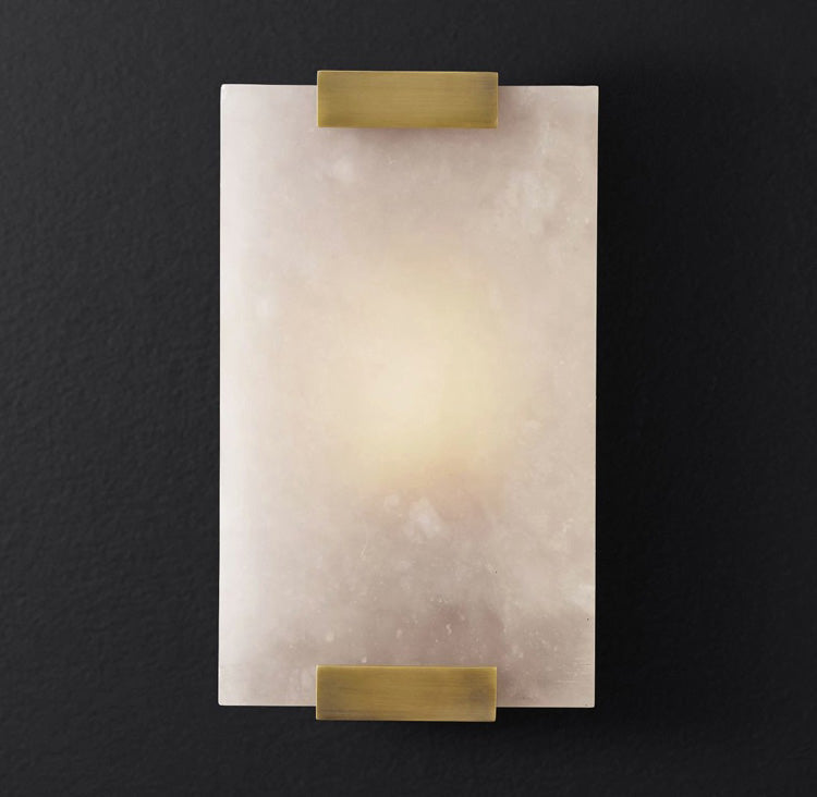 Velen-vägglampa med alabasterpanel och glöd