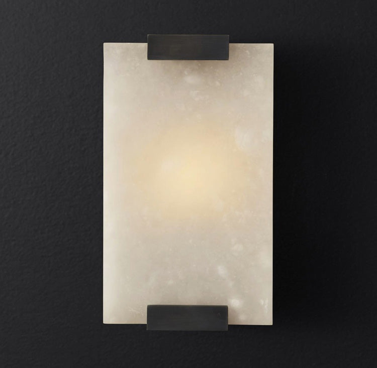 Velen-vägglampa med alabasterpanel och glöd