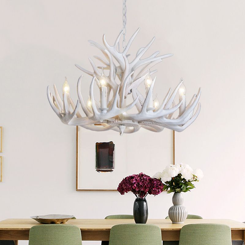 Silva Rustic Antler Metal/Resin Chandelier White Dining Room