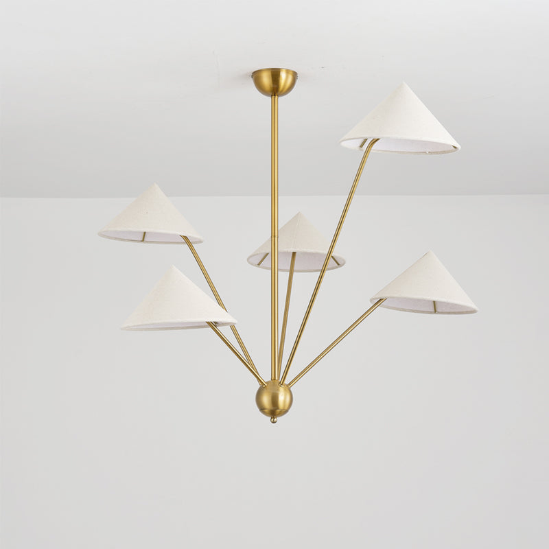 Silva-retrotyylinen yksinkertainen LED-kattovalaisin, messinkimetalli, 5 valoa, olohuoneeseen/keittiöön
