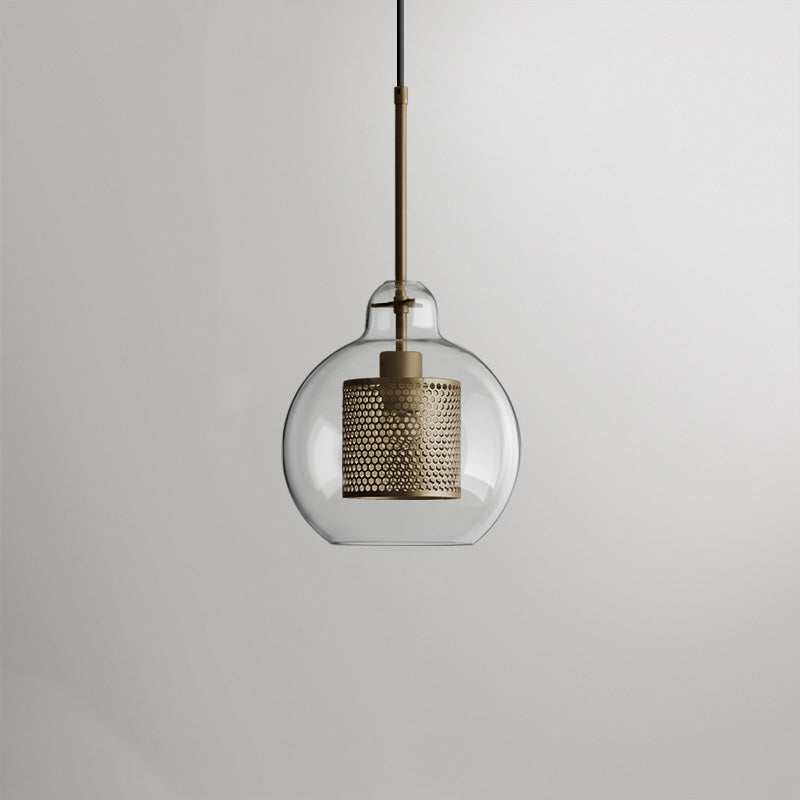 Nerel Contemporary Golden Pendant Light, Glass, Globe/Cylindric