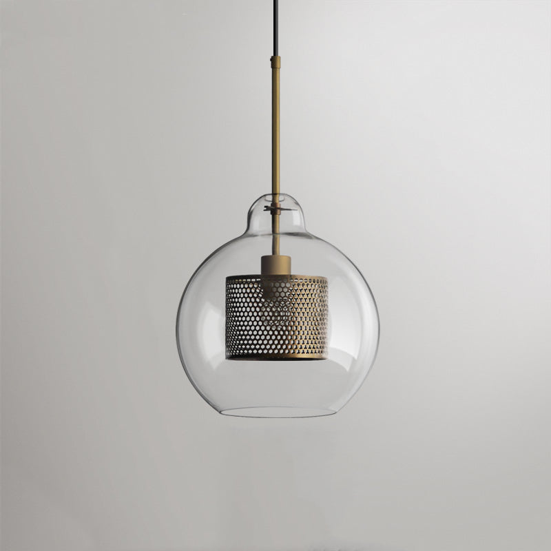Nerel Contemporary Golden Pendant Light, Glass, Globe/Cylindric