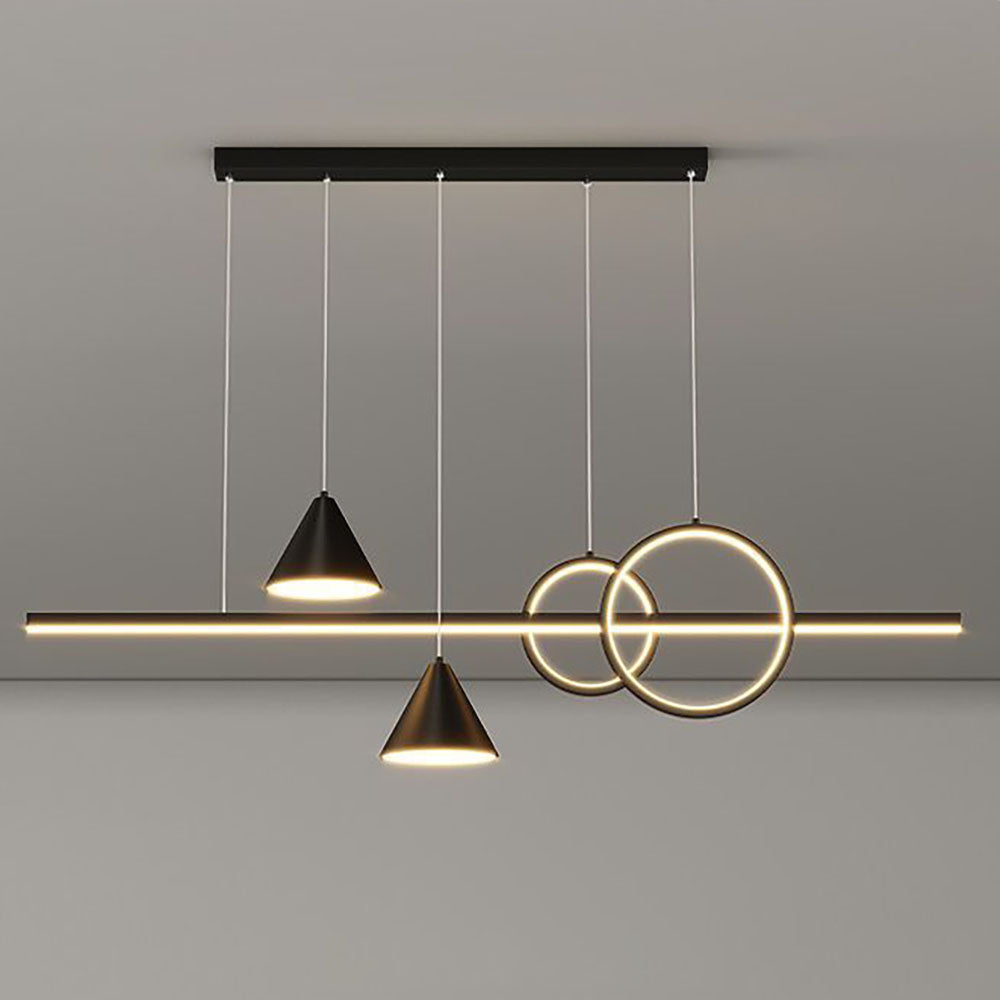 Arisha moderne geometrisk lineær pendel i metal, hvid/sort