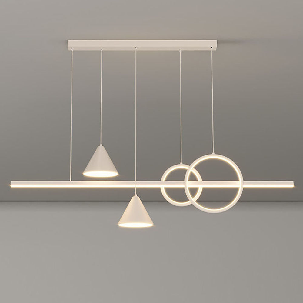 Arisha moderne geometrisk lineær pendel i metal, hvid/sort
