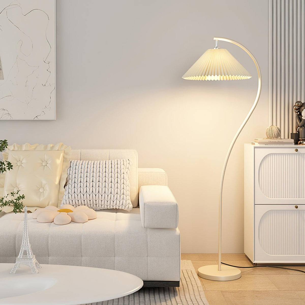 Mytalils modern böjda golvlampa i tyg