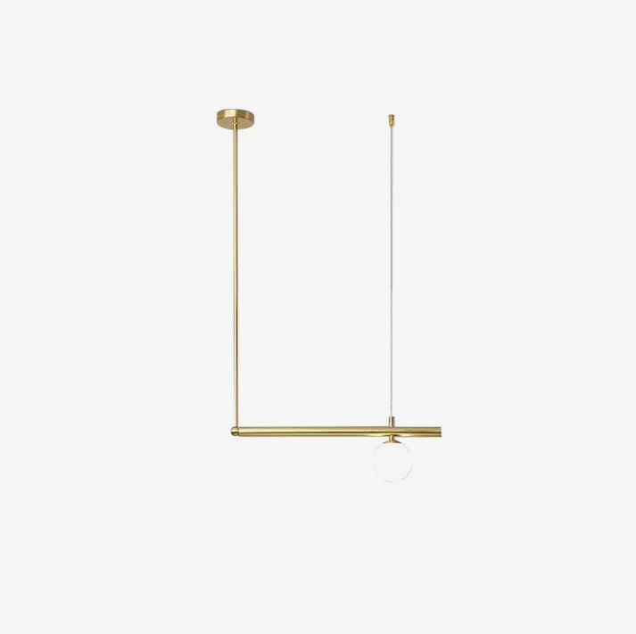 Estix pendellampe i messing, lineær, satellit, minimalistisk