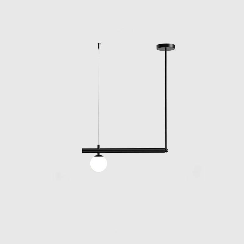 Estix pendellampe i messing, lineær, satellit, minimalistisk