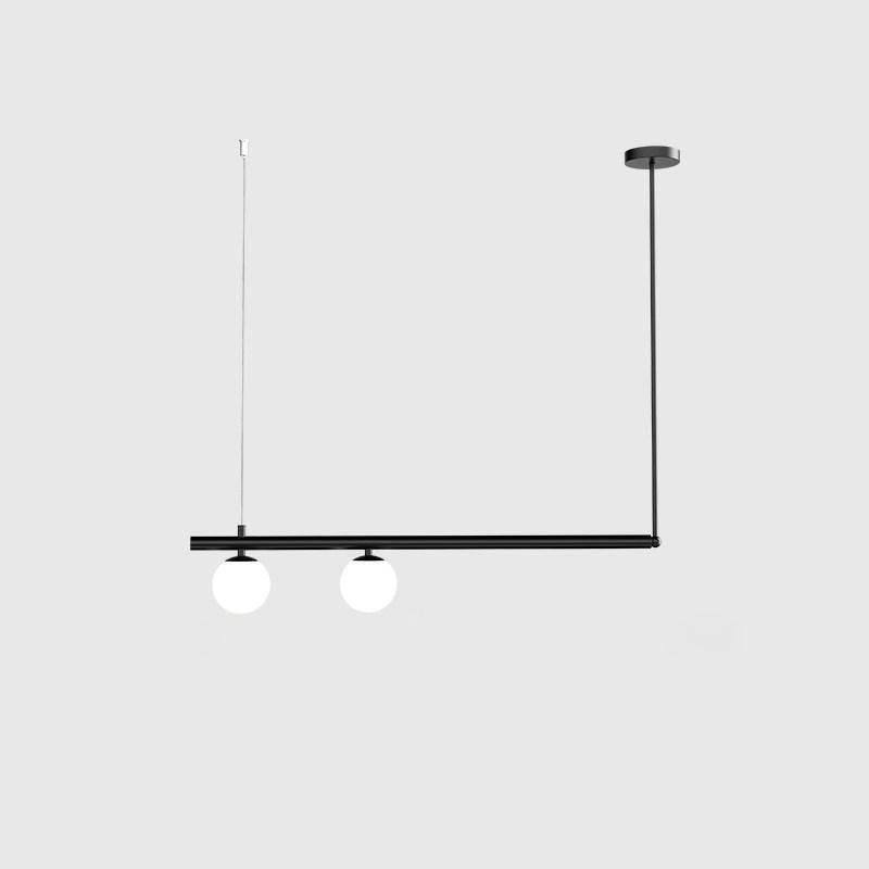 Estix pendellampe i messing, lineær, satellit, minimalistisk